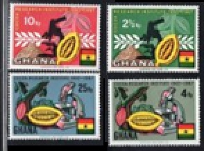 Ghana #323 - 326  1968 Serie completa Nueva NH "Instituto Nacional del Cacao"