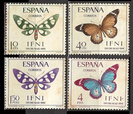 Ifni #137 - 140 1966 Serie completa Nuevas (Manchas de tiempo) "Dia del sello - Mariposas"