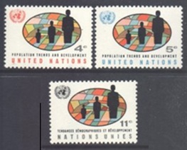 Naciones Unidas #151 - 153 1965 Serie completa Nuevas NH "Tendencias demográficas"