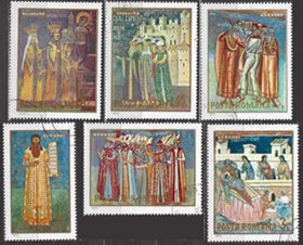 Rumania #2179 - 2184  1970 Serie completa "Frescos en monasterios moldavos"