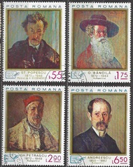 Rumania #2348 - 2351 1972 Serie completa CTO "Autorretratos de artistas rumanos"