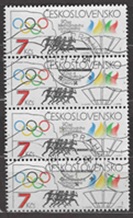 Checoslovaquia #2498 1984 Tira de 4 Scott $1.40 "90 años del Comité Olímpico Internacional"