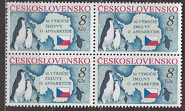 Checoslovaquia #2827  1991 Nueva en Cuadro Scott $7.00 "30 Años del tratado antartico"