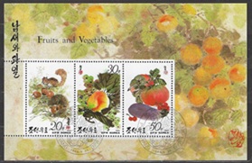 Corea del Norte ##3233c 1993 Minipliego «Frutas, verduras y ardilla»