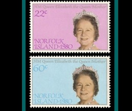 Isla Norfolk #271-272 1980 Serie completa Nueva NH "Cumpleaños de la Reina Madre"