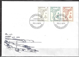 Islas Feroe #7, #9 y #13 1975 F.D.C. "Mapa de las islas"