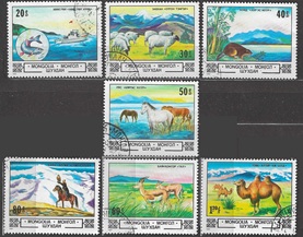 MONGOLIA #1300 - 1306 1982 Serie completa Scott $2.50 "PROTECCIÓN DE LA NATURALEZA"