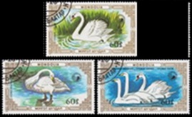 MONGOLIA #1610 - 1612  1987 "Cisnes"