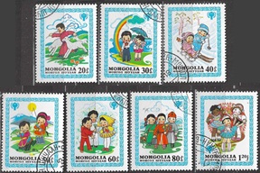 Mongolia #1147 – 1153 1980 Serie completa "Año internacional del Niño - Cuentos infantiles"
