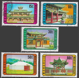 Mongolia #802 - 806 1974 Serie completa "Arquitectura en Mongolia"