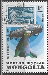 Mongolia #C152 1981 "50 Años del vuelo polar del Graf Zeppelin - Foca"