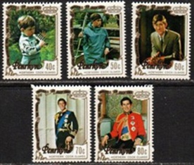 Penrhyn #176 - 180 1981 Serie completa Nueva NH  "Boda Real  Príncipe Carlos y Princesa Diana"