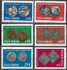 Rumania #2168-2173 1970  Serie completa "Monedas antiguas"