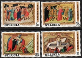 Santa Lucia #351 - 354 1974 Serie completa Nueva NH "Pascua - Imágenes de la pasión y resurrección de Cristo""