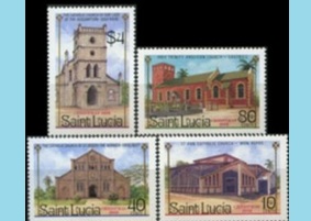 Santa Lucia #867 - 870 1986 Serie completa Nueva NH "Iglesias - Navidad"