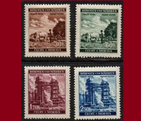 Bohemia y Moravia #56 - 59 1941 Serie completa Nueva NH "Escena agrícola y fábricas"