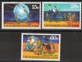 Islas de Cocos #53-55 1980 Serie completa Nueva NH "Navidad"