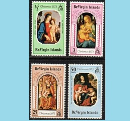 Islas Vírgenes #262-265 1973 Serie completa Nueva NH "Navidad - Obras de Pintoricchio, Lorenzo di Credi, Carlo Crivelli y Bernadino Luini"