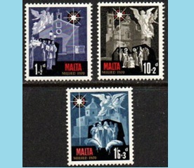 Malta #B4 - B6 1970 Serie completa Nuevas (Hinged) "Ángeles - Fondo pro bienestar de la infancia"