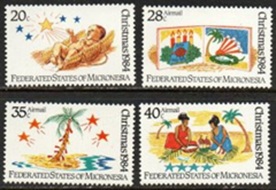 Micronesia #22 y  #C7-C9  1984 Serie completa Nueva NH "Navidad"