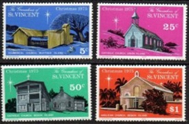 San Vicente Granadinas Sc #69 -72 1975 Serie Completa Nuevas NH "Navidad - Iglesias"