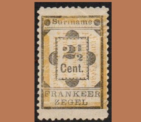 Surinam #22 1892 Sobreimpresa Nueva SG (Hinged)