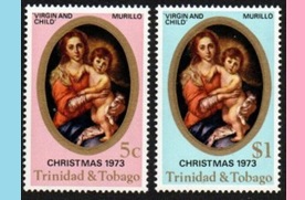 Trinidad y Tobago #241-242 1973 Serie completa Nuevas NH "Virgen y el Niño, de Murrillo"