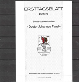 Alemania #1304 1979 Tarjeta informativa de primer día "Doctor Johannes Faust, Alquimista, astrólogo y mago"