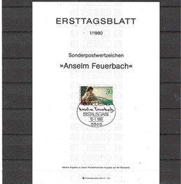 Alemania #1321 1980 Hoja de primer día "Anselm Feuerbach, pintor neoclásico"