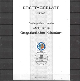 Alemania #1383 1982 Tarjeta informativa de primer dia "400 años de calendario gregoriano - Signos del zodiaco"