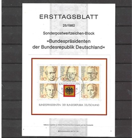 Alemania #1384 1832 Minipliego en Tarjeta informativa de primer día "Presidentes de Alemania"