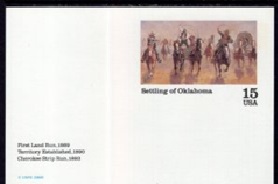 Estados Unidos #UX130  1989 Entero postal Nueva "Asentamiento de Oklahoma"