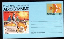 Australia 1981 aerograma Nueva NH "Navidad - Jinetes - Avión"