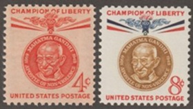 Estados Unidos #1174 - 1175 1961 serie completa Nuevas NH  "Mahatma Gandhi"