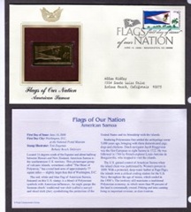 Estados Unidos #4276 2006 FDC con reproducción chapado en oro «Bandera de Samoa»