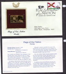 Estados Unidos #4284 2008 FDC con reproducción chapado en oro «Bandera de Florida»