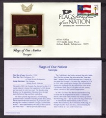 Estados Unidos #4285 2008 FDC con reproducción chapado en oro «Bandera de Georgia»