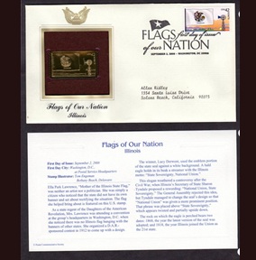 Estados Unidos #4289 2008 FDC con reproducción chapado en oro "Illinois"