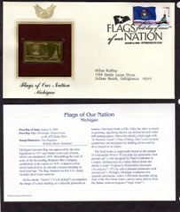 Estados Unidos #4298 2008 FDC con reproducción chapado en oro «Kentucky - Caballo»