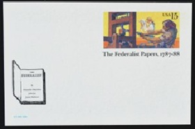 Estados Unidos #UX126 1988 Entero postal Nuevo "Impresion de los documentos federalistas"