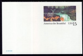 Estados Unidos #UX133 1989 Entero postal Nueva "Ciervo en arroyo"