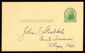 Estados Unidos #UX27  1927 Entero postal  "G. Washington"
