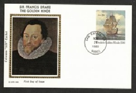 Estados Unidos #UX86 1980 Entero postal FDC "Golden Hinde, barco del corsario Francis Drake"