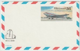 Estados Unidos #UXC24 1988 Entero postal Nueva "DC-3 Douglas"
