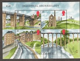Gran Bretaña #1284 1989 Minipliego Nueva NH "Arqueología industrial - Puentes, acueductos, canal y mina de plomo""