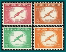 Indonesia #502-505 1960 Serie completa Nueva NH "Día Mundial de la Salud - Lucha contra la malaria"
