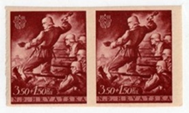 Croacia #B60 1944 Par Nuevas NH Imperforadas "Legión Negra en combate - II Guerra Mundial"
