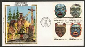 Estados Unidos #1837a 1980 Cuadro en FDC "Máscaras indias del noroeste"