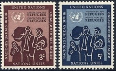 Naciones Unidas SC#16 - 17 1953 Serie completa Nueva NH Protección para los Refugiados"