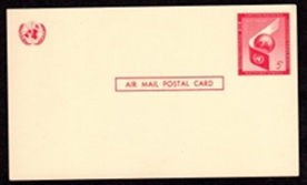 Naciones Unidas #UXC3 1959 Nueva Tarjeta postal aérea